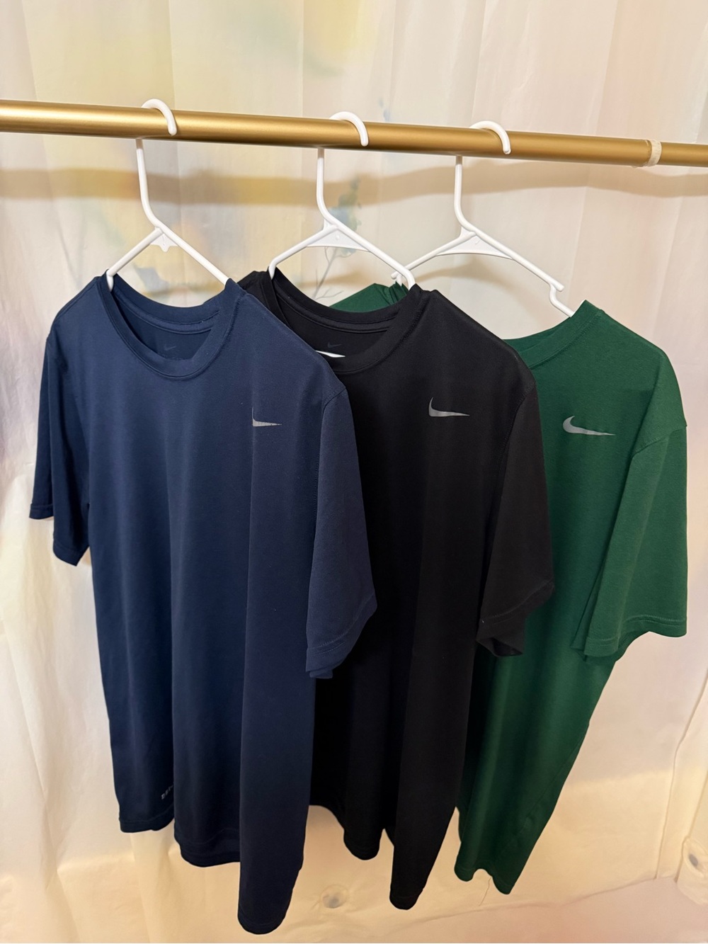 Nike Men's Sz L Dri-FIT Short-Sleeve T-Shirt — Navy, Black, Green